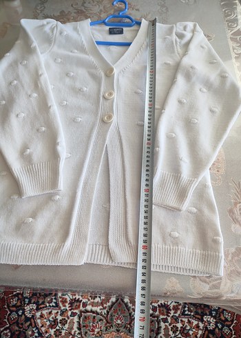 Düğmeli Beyaz kız çocuk Hırka - Görsel 4