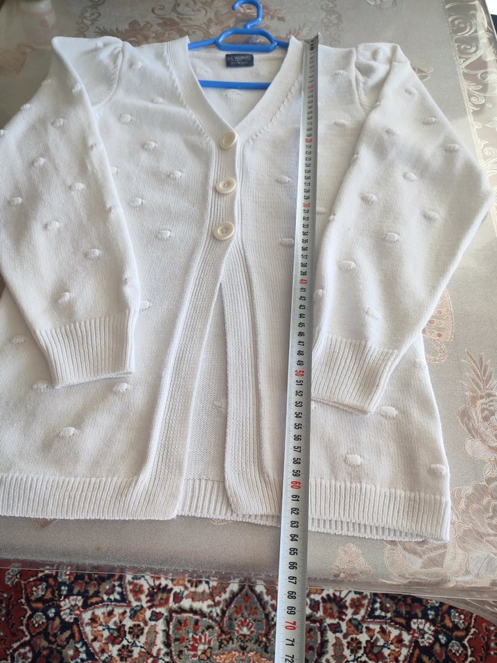 Düğmeli Beyaz kız çocuk Hırka - Görsel 4