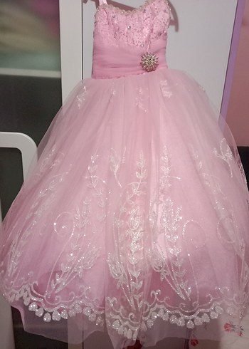 4 Yaş Beden pembe Renk Kız Çocuk Pembe elbise
