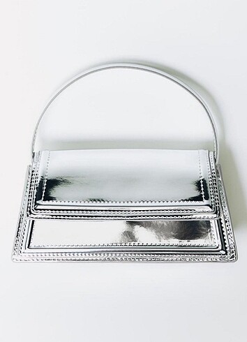 Zara city bag metalik silver gri