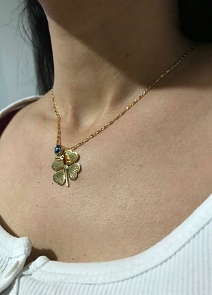  Beden altın Renk Yonca model kolye 