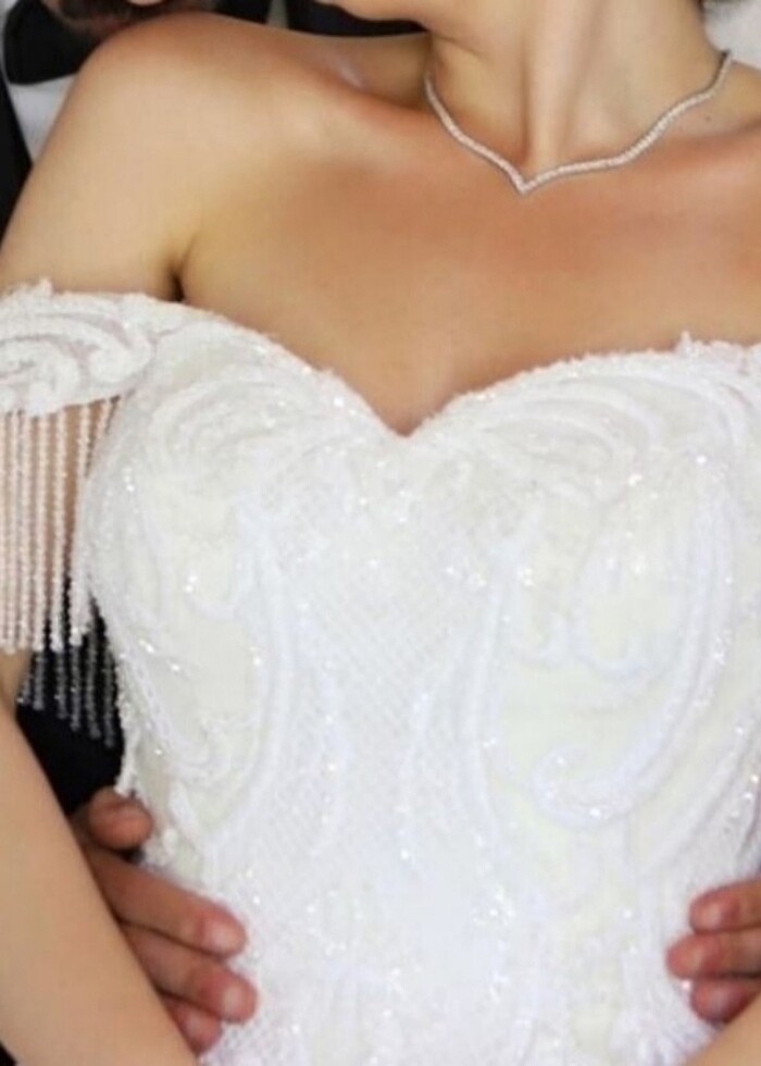 Prenses model kayık yaka gelinlik - Görsel 2