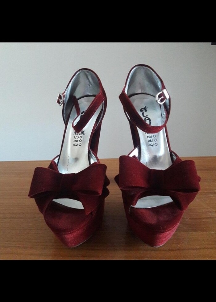 Bordo topuklu ayakkabı  - Görsel 2