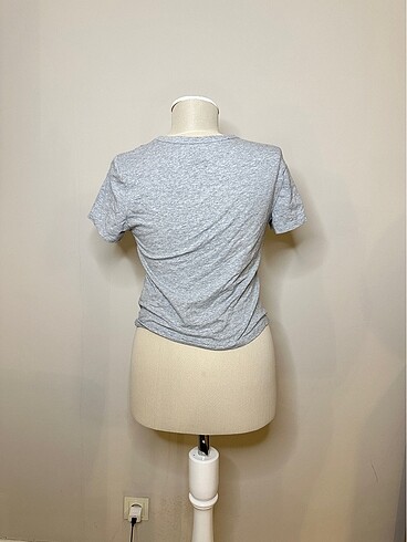H&M Gri bağlama detaylı t-shirt