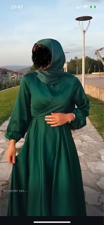 Saten tesettür elbise