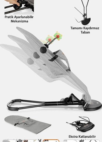 Gri Bebek Bisiklet Koltuğu 3 Kademeli Ayar - Görsel 3