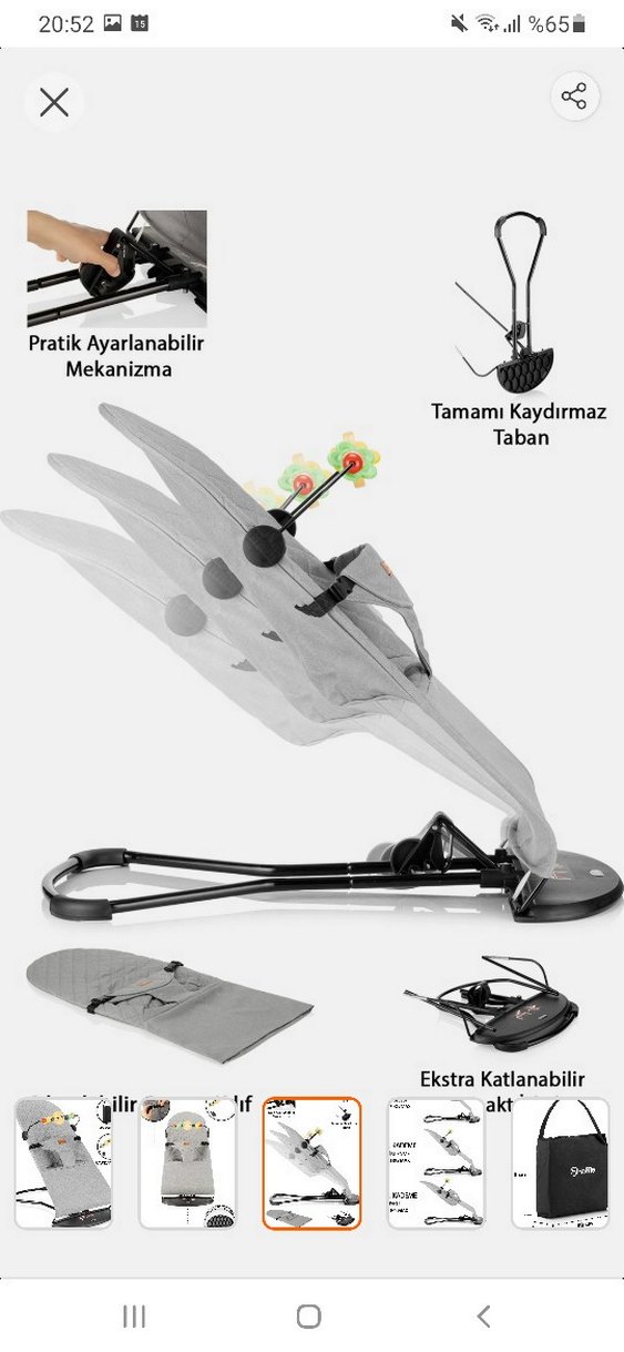 Gri Bebek Bisiklet Koltuğu 3 Kademeli Ayar - Görsel 3