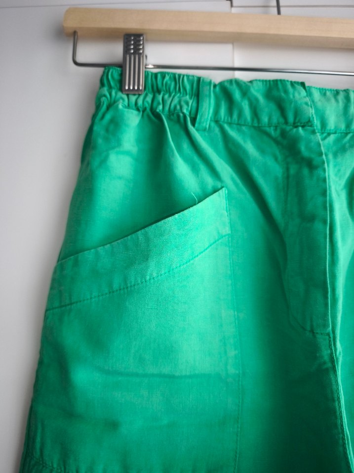 Yeşil Bol Kesim Midi Keten kız cocuk Pantolon - Görsel 3