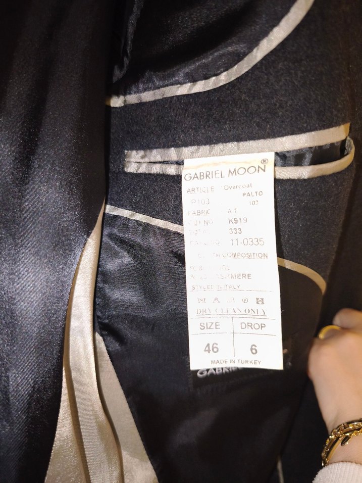 Düğmeli Siyah erkek kaşe Ceket - Görsel 2