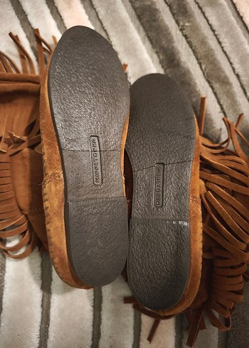 Püsküllü Kahverengi Süet Kadın vizmey - Görsel 2