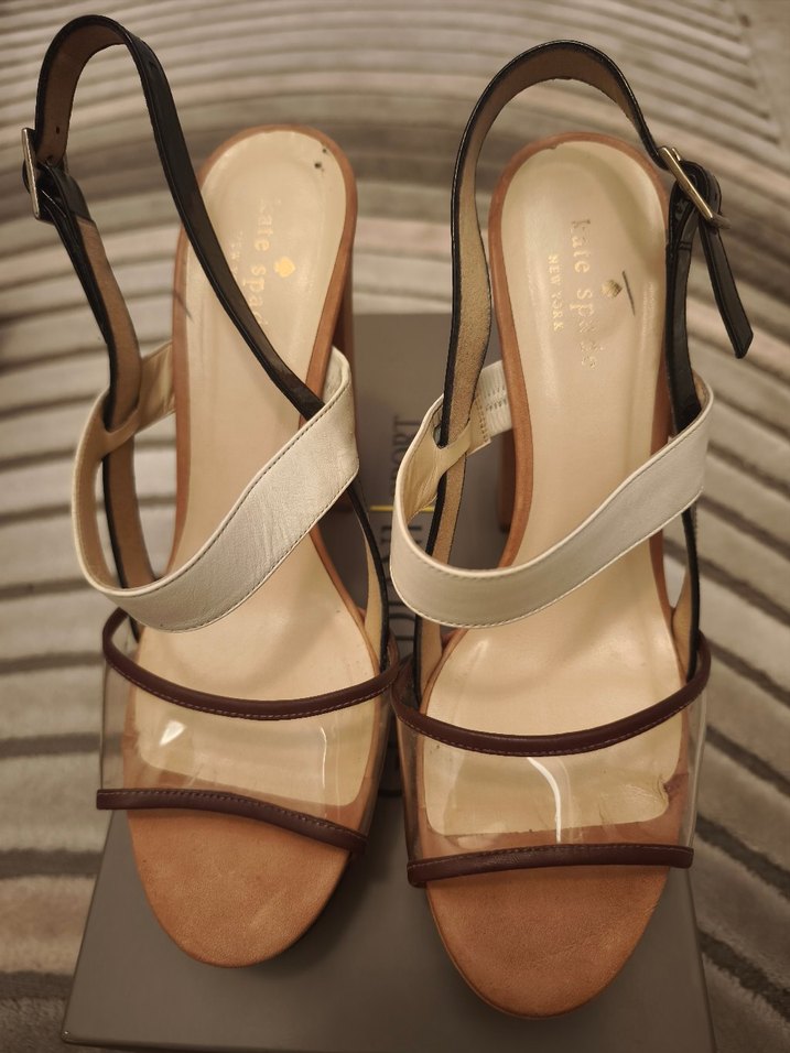 Bej Bantlı Platform Topuklu Kadın Sandalet - Görsel 3