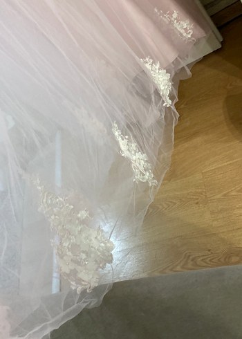 Dantel Detaylı Pembe Uzun Abiye Elbiseıkı kol arası 45 - Görsel 4