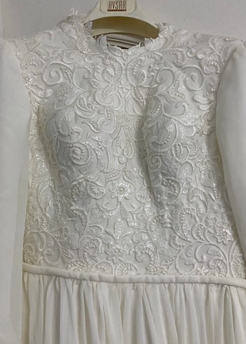 1 defa gıyıldı gelınlık süt rengı uzunluk ünü 155 arka 190 - Görsel 3