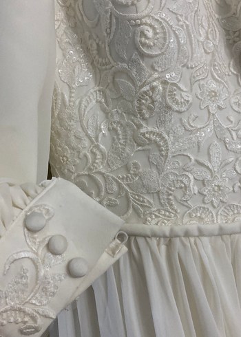 1 defa gıyıldı gelınlık süt rengı uzunluk ünü 155 arka 190 - Görsel 2