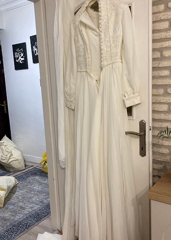 1 defa gıyıldı gelınlık süt rengı uzunluk ünü 155 arka 190 - Görsel 5