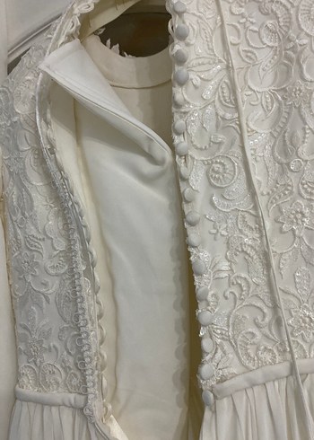 1 defa gıyıldı gelınlık süt rengı uzunluk ünü 155 arka 190 - Görsel 4