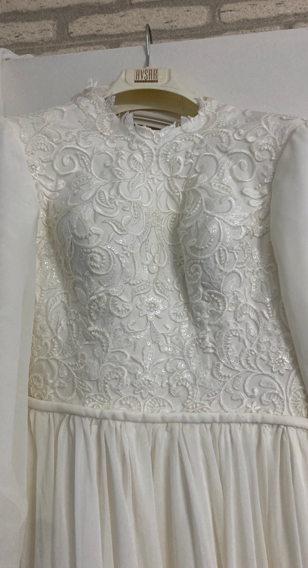 1 defa gıyıldı gelınlık süt rengı uzunluk ünü 155 arka 190 - Görsel 3