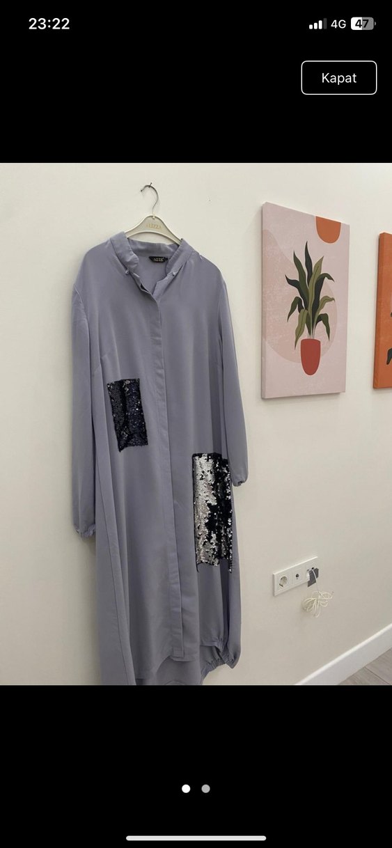 Uzun Gri Düğmeli Nakış Detaylı Tunik44beden çok Iyı durumda - Görsel 2