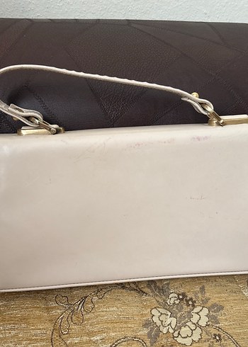 Bej Deri Tokalı Vintage Kadın Çanta - Görsel 2