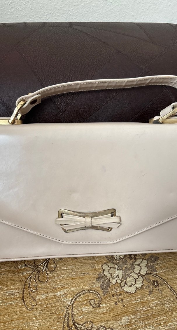 Bej Deri Tokalı Vintage Kadın Çanta - Görsel 3