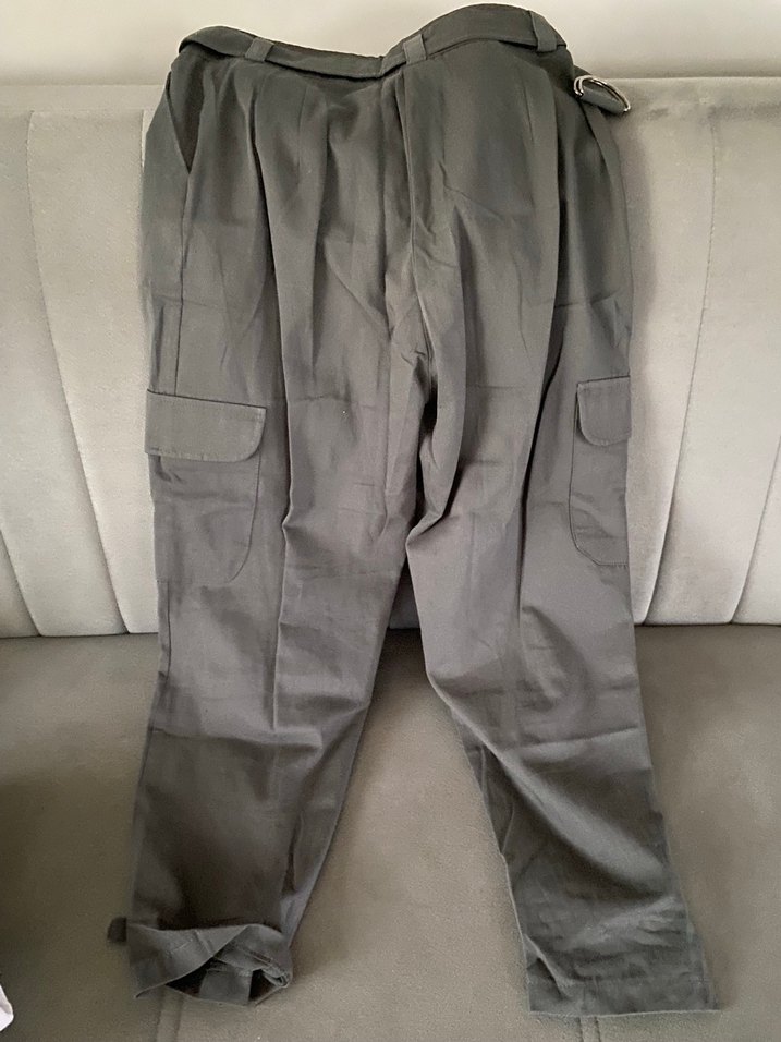 Gri Kemerli Kadın Keten Pantolon - Görsel 2