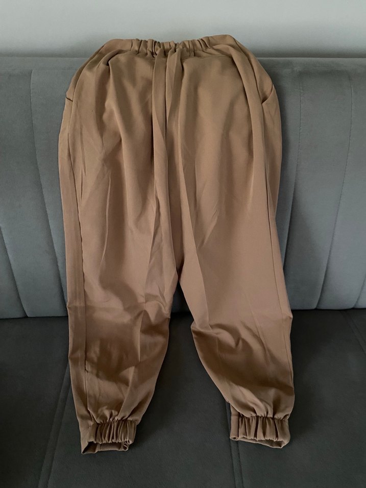 Kadın Bej Keten Bol Kesim Pantolon - Görsel 2