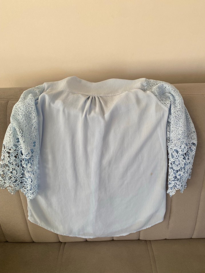 Dantel Kollu Beyaz Pamuklu Kadın Gömlek - Görsel 3