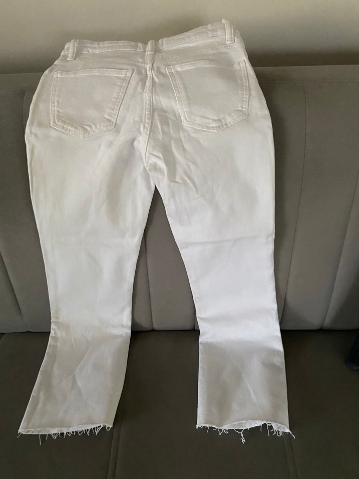 Beyaz Midi Boy Regular Fit Kadın Kot Pantolon - Görsel 2