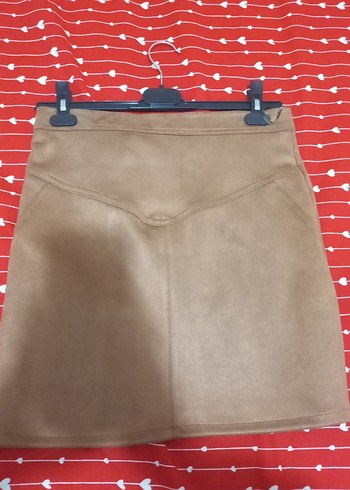 Kahverengi Süet Kemerli Mini Etek - Görsel 4