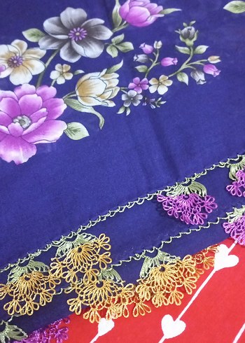 Mor Dantel Detaylı Bohem Kadın yazma - Görsel 3