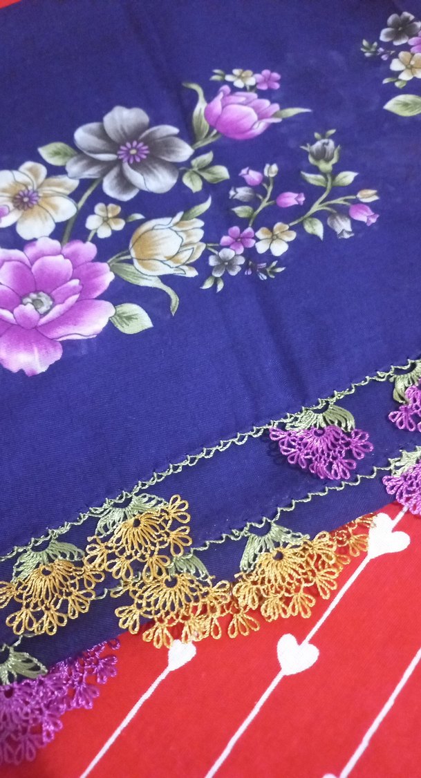 Mor Dantel Detaylı Bohem Kadın yazma - Görsel 3