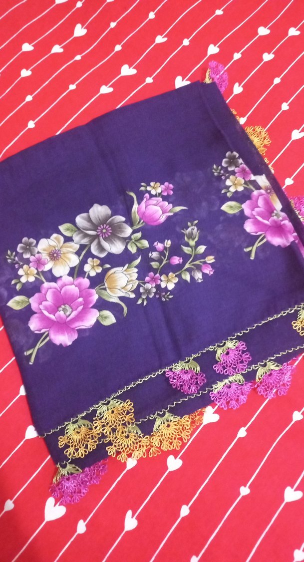 Mor Dantel Detaylı Bohem Kadın yazma - Görsel 2