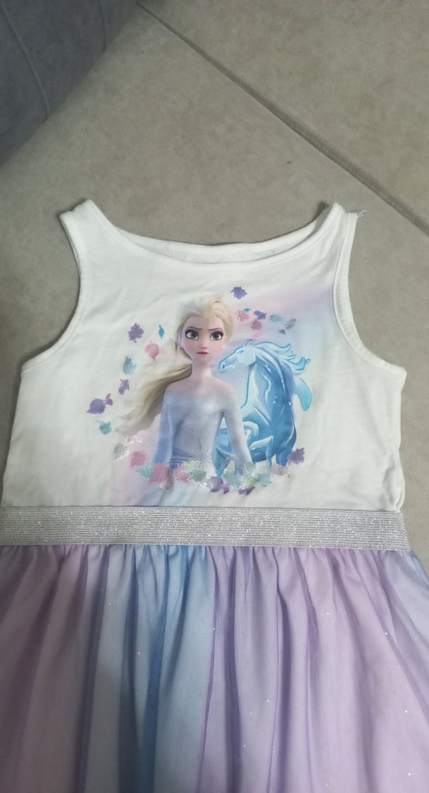 Mor Baskılı Kolsuz Kız Çocuk Elbise - Görsel 2