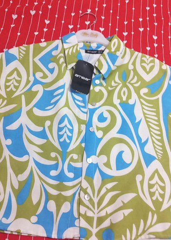 Renkli Desenli Bohem Kısa Kollu Kadın Gömlek - Görsel 2