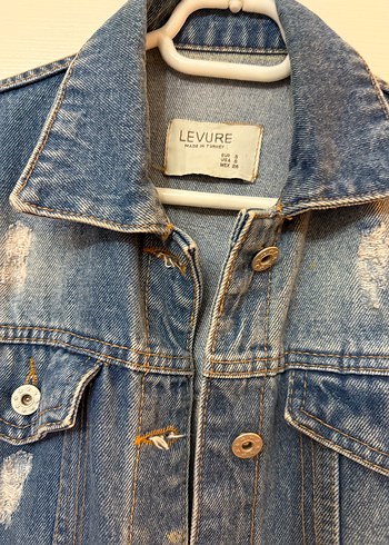 s Beden Mavi Düğmeli Kadın Denim Ceket