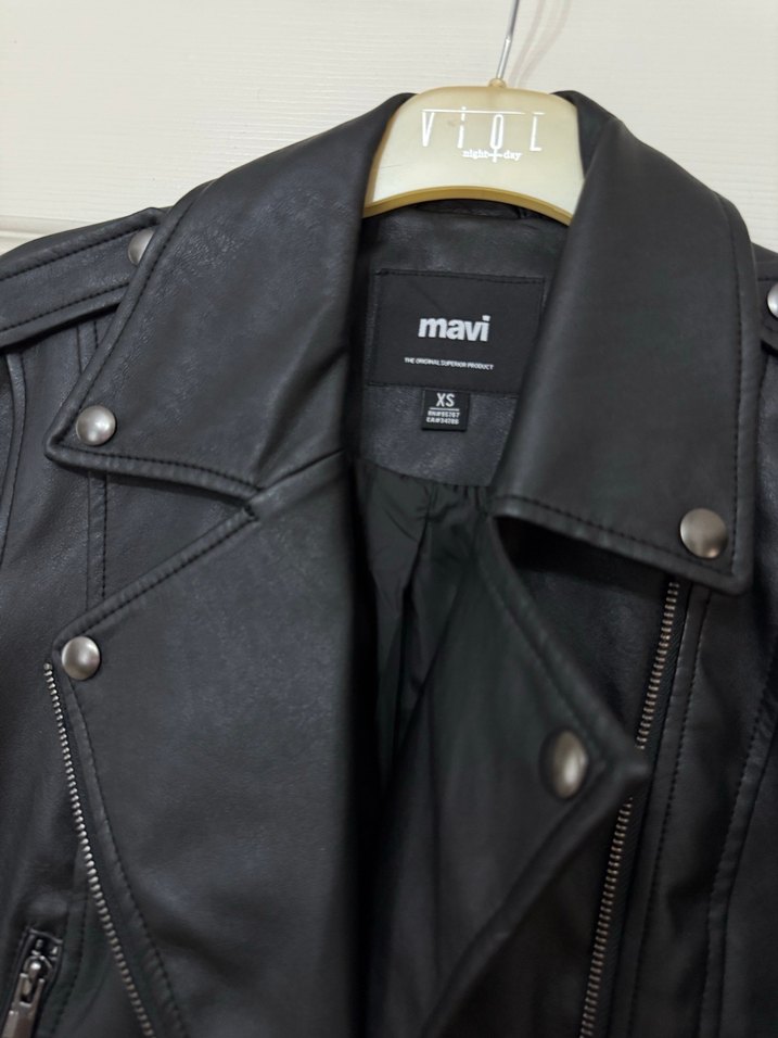 Siyah Deri  Ceket Kadın - Görsel 3