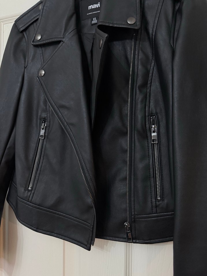 Siyah Deri  Ceket Kadın - Görsel 2