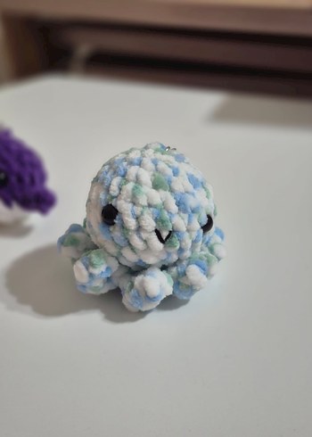 Narin Pastel Turkuaz Peluş Ahtapot Anahtarlık - Görsel 2