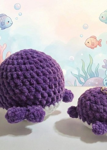 Mor Peluş Balina Oyuncak Seti - Görsel 2