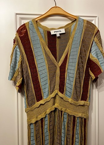 Bohem Çok Renkli Pilili Uzun Elbise - Görsel 3