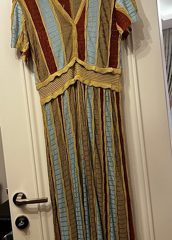 Bohem Çok Renkli Pilili Uzun Elbise - Görsel 2