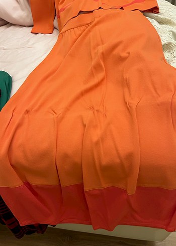 Parlak Turuncu Uzun Hamile Etek - Görsel 2