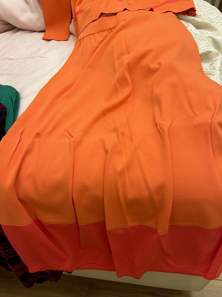 Parlak Turuncu Uzun Hamile Etek - Görsel 2