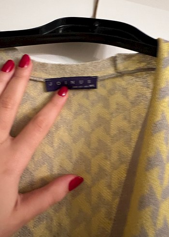 Kadın Sarı Gri Uzun Kimono ve pantolon - Görsel 3