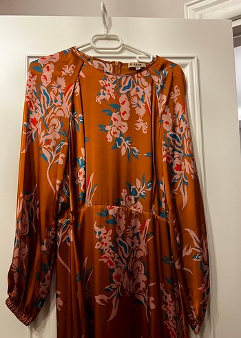 Bohem Çiçek Desenli Uzun Kahverengi Elbise - Görsel 5