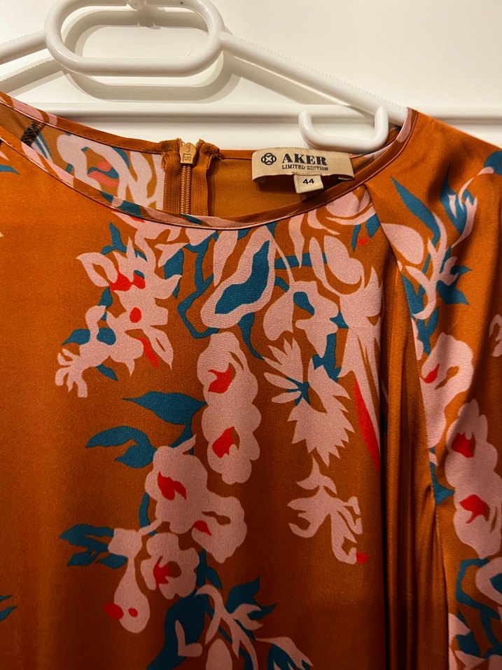 Bohem Çiçek Desenli Uzun Kahverengi Elbise - Görsel 4