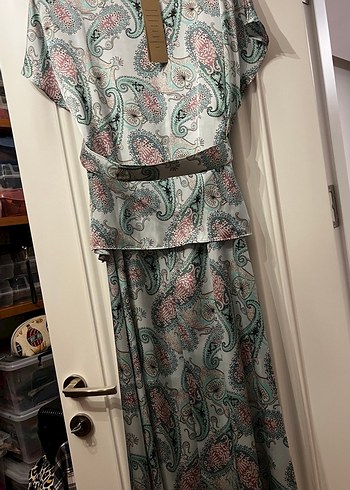 Gri Desenli Bohem Uzun Elbise - Görsel 5