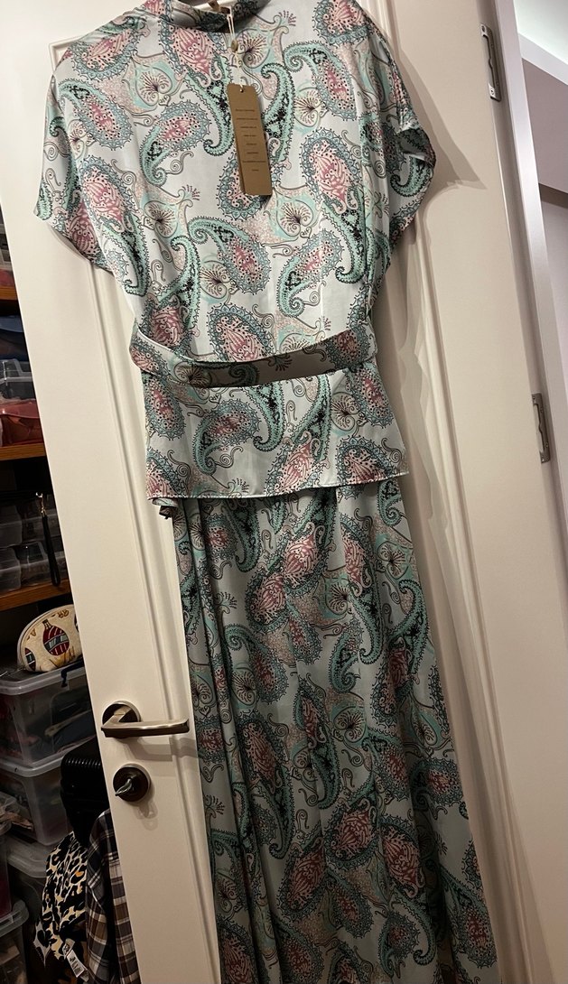 Gri Desenli Bohem Uzun Elbise - Görsel 5