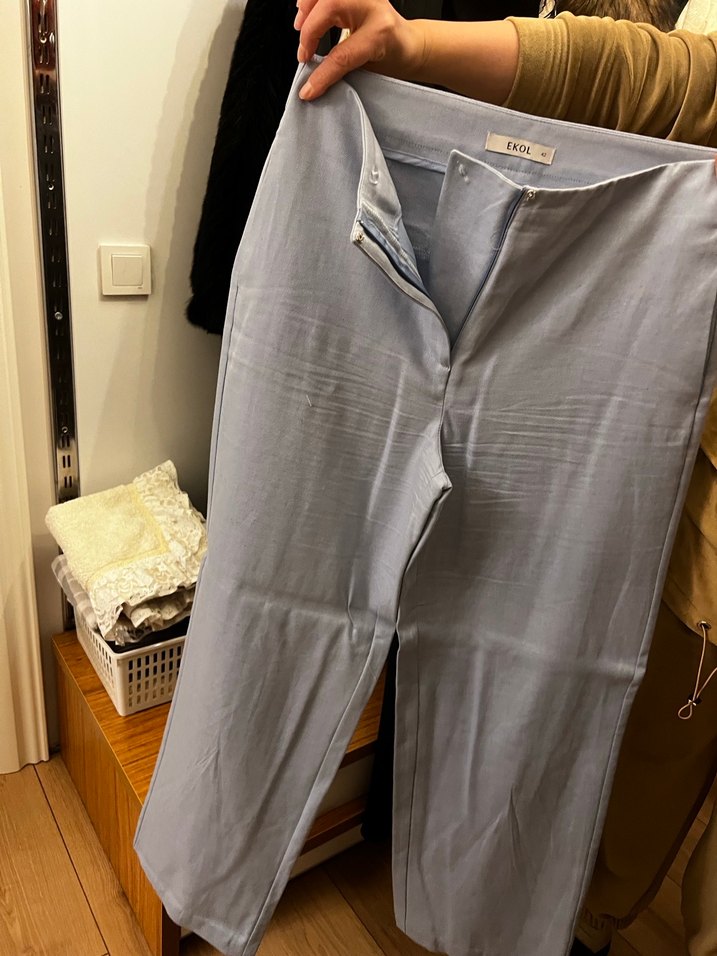 Gri Uzun Kesim Kadın Blazer Ceket ve pantolon takım - Görsel 4