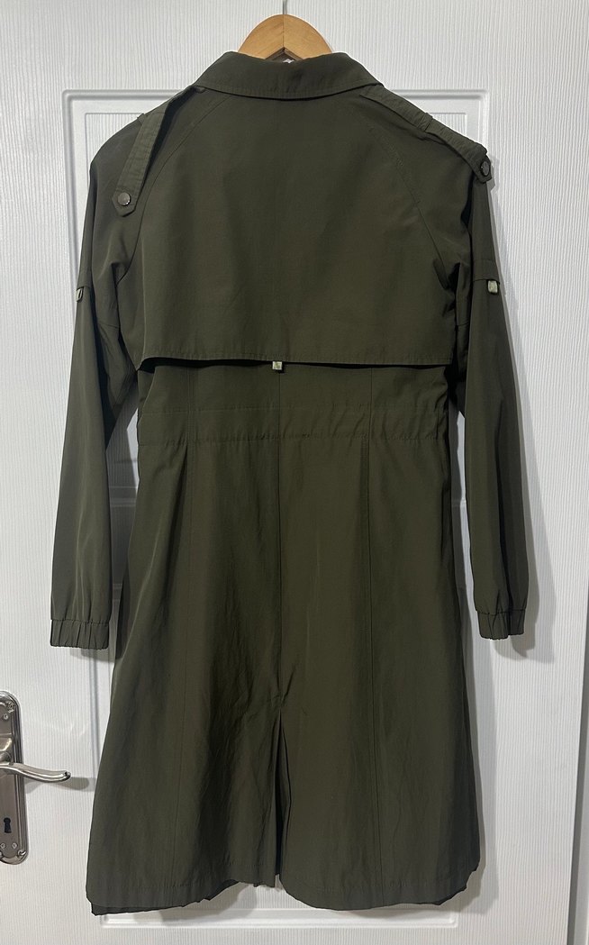 Kadın Kemerli Uzun Haki Trençkot - Görsel 2